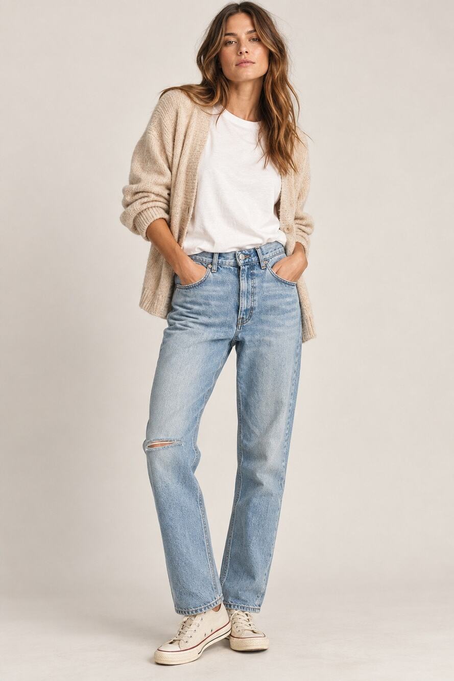 Fortela Jade Mid-Rise Slashed Straight Jeans – Size 27